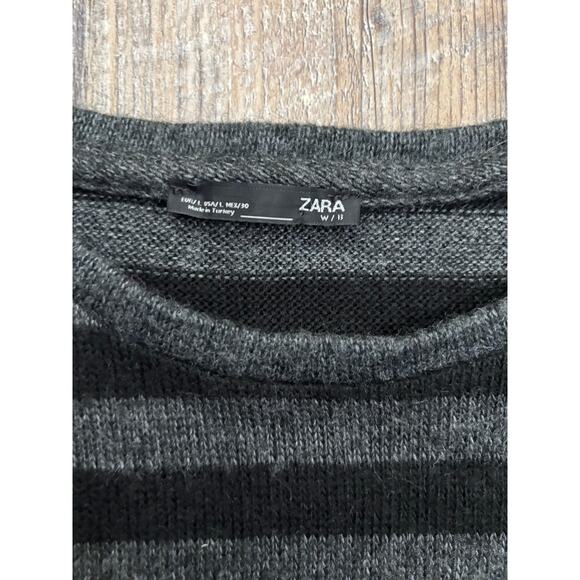 ZARA Striped Sweater with Floral Embellishment Size Large - Picture 2 of 6